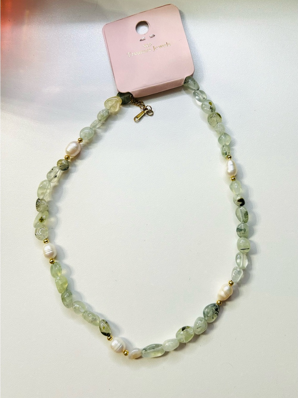 Treasure Jewels Jade Green Beaded Necklace